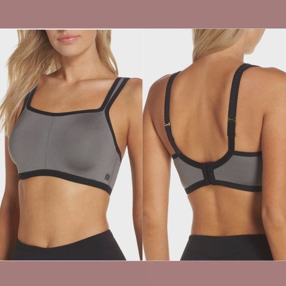 NWT $72 Natori [ 32H ] Yogi Convertible Sports Bra in‎ Grey Black - Picture 1 of 12